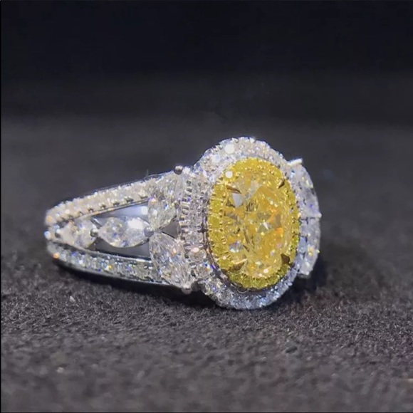 New Luxury 925 Silver Oval Cut Royal Citrine Ring - Picture 6 of 6